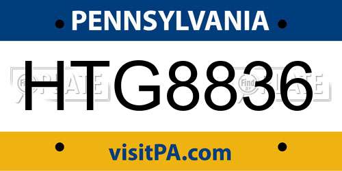 HTG8836 Pennsylvania License Plate