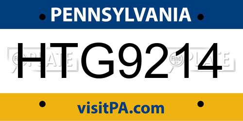 HTG9214 Pennsylvania License Plate