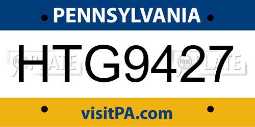 HTG9427 Pennsylvania License Plate