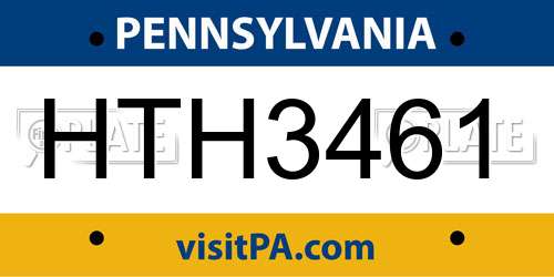 HTH3461 Pennsylvania License Plate