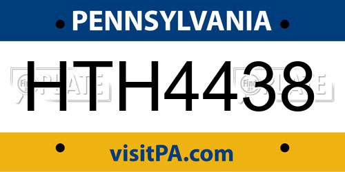 HTH4438 Pennsylvania License Plate