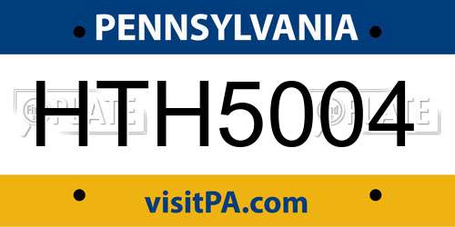 HTH5004 Pennsylvania License Plate