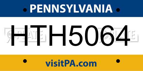 HTH5064 Pennsylvania License Plate