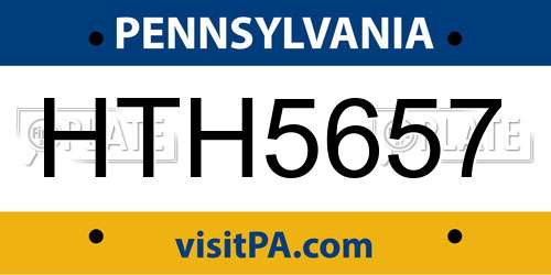 HTH5657 Pennsylvania License Plate