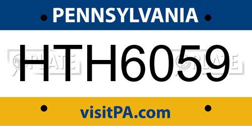 HTH6059 Pennsylvania License Plate