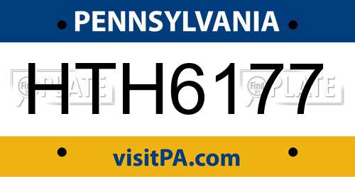 HTH6177 Pennsylvania License Plate