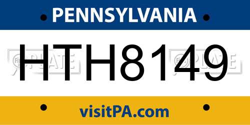 HTH8149 Pennsylvania License Plate
