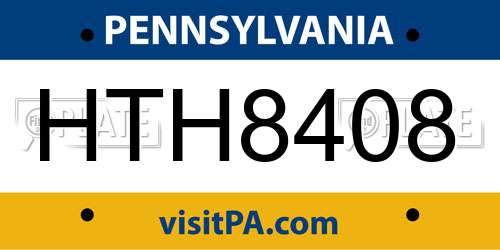 HTH8408 Pennsylvania License Plate