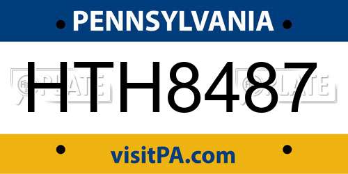 HTH8487 Pennsylvania License Plate