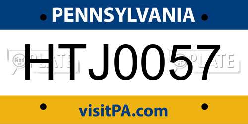 HTJ0057 Pennsylvania License Plate