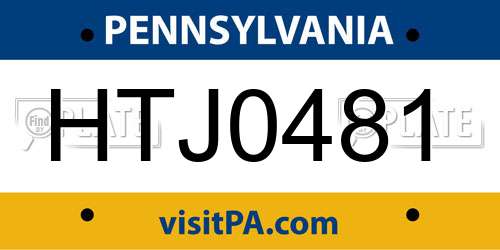HTJ0481 Pennsylvania License Plate