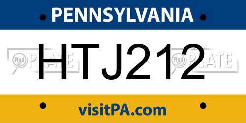 HTJ212 Pennsylvania License Plate