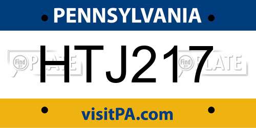HTJ217 Pennsylvania License Plate