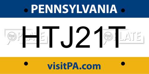 HTJ21T Pennsylvania License Plate