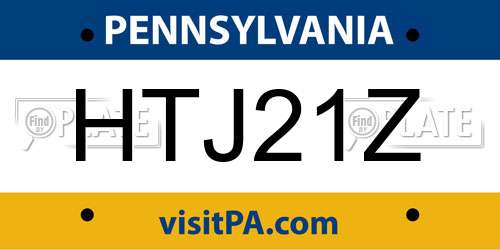 HTJ21Z Pennsylvania License Plate