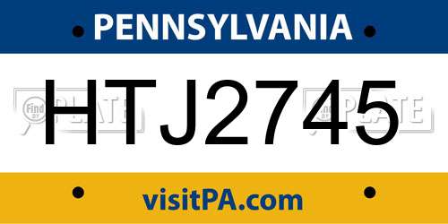 HTJ2745 Pennsylvania License Plate