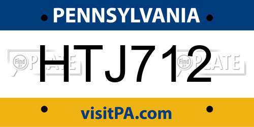 HTJ712 Pennsylvania License Plate