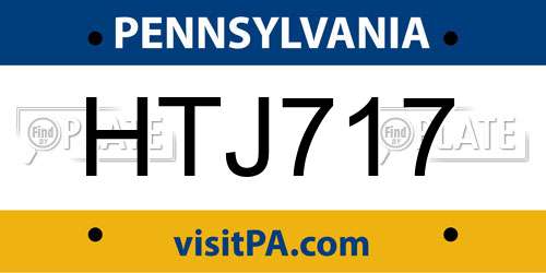 HTJ717 Pennsylvania License Plate