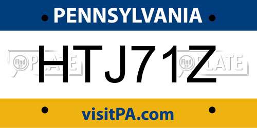 HTJ71Z Pennsylvania License Plate