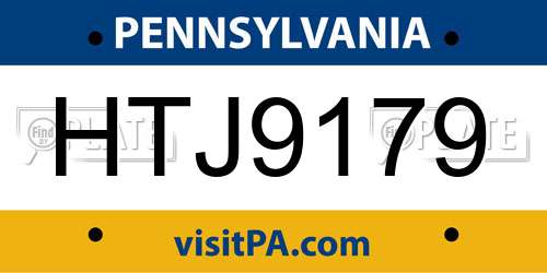 HTJ9179 Pennsylvania License Plate