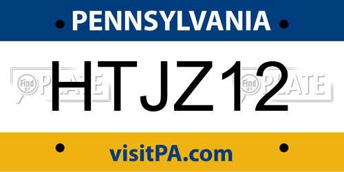 HTJZ12 Pennsylvania License Plate