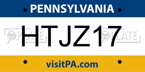 HTJZ17 Pennsylvania License Plate