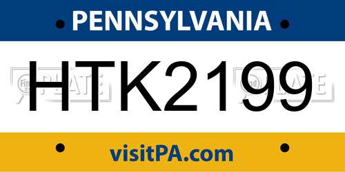 HTK2199 Pennsylvania License Plate