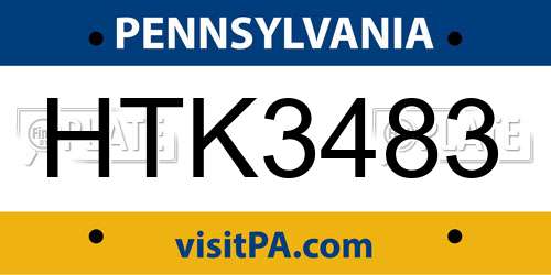 HTK3483 Pennsylvania License Plate