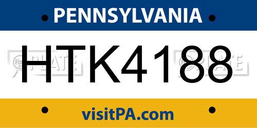 HTK4188 Pennsylvania License Plate