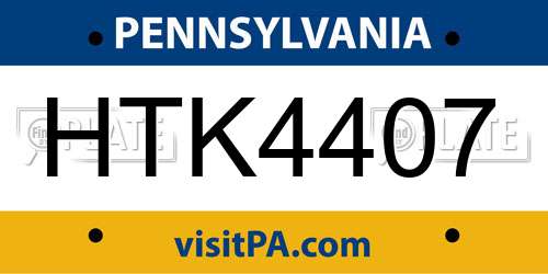 HTK4407 Pennsylvania License Plate