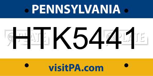 HTK5441 Pennsylvania License Plate