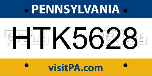 HTK5628 Pennsylvania License Plate