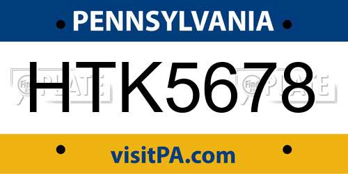 HTK5678 Pennsylvania License Plate