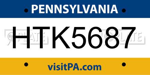 HTK5687 Pennsylvania License Plate