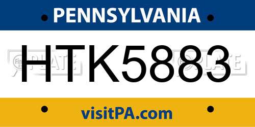 HTK5883 Pennsylvania License Plate