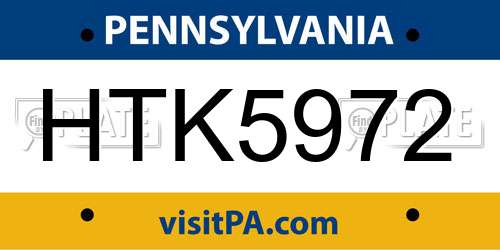 HTK5972 Pennsylvania License Plate