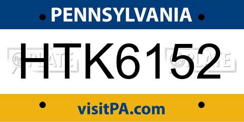 HTK6152 Pennsylvania License Plate