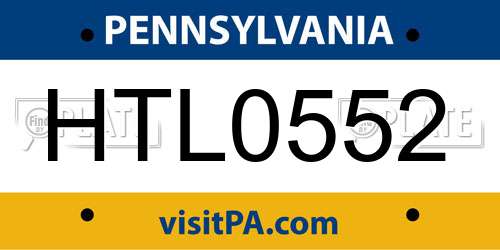 HTL0552 Pennsylvania License Plate