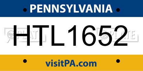 HTL1652 Pennsylvania License Plate