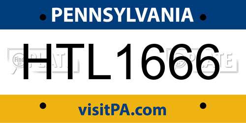 HTL1666 Pennsylvania License Plate