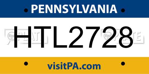 HTL2728 Pennsylvania License Plate