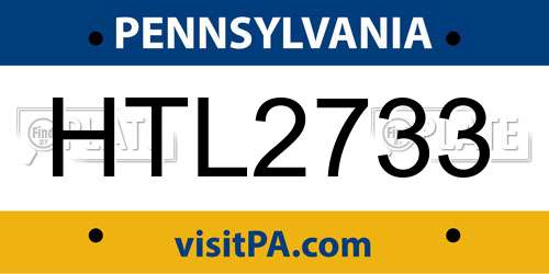 HTL2733 Pennsylvania License Plate