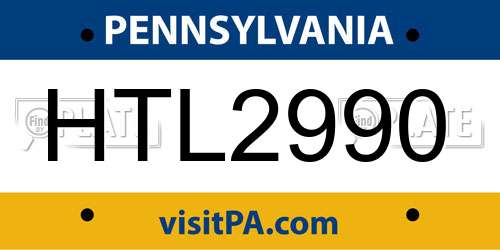 HTL2990 Pennsylvania License Plate
