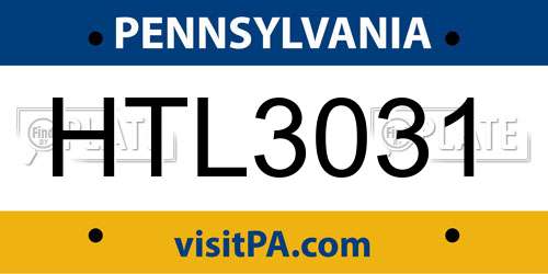 HTL3031 Pennsylvania License Plate