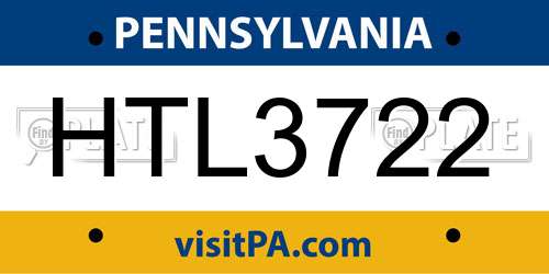HTL3722 Pennsylvania License Plate