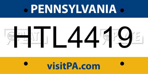 HTL4419 Pennsylvania License Plate