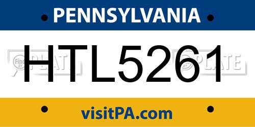 HTL5261 Pennsylvania License Plate