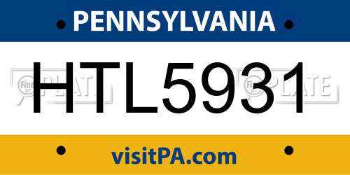HTL5931 Pennsylvania License Plate