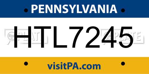 HTL7245 Pennsylvania License Plate