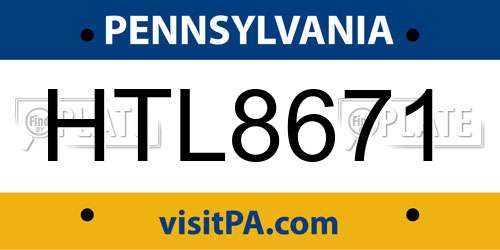 HTL8671 Pennsylvania License Plate